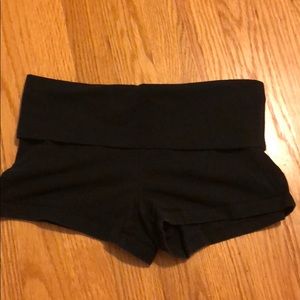 Black fold over yoga shorts